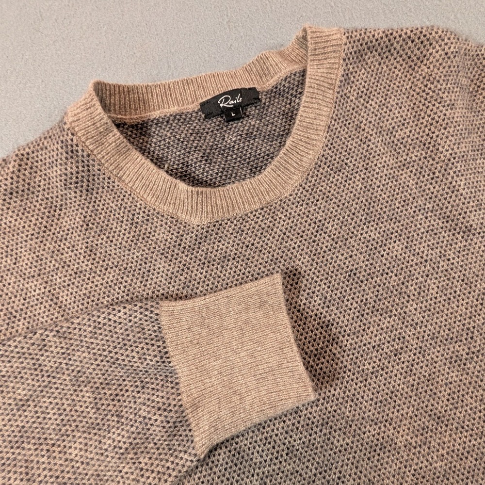 Rails Crewneck Sweater Mens Size Large Flax Wool Blend Micro Pattern‎